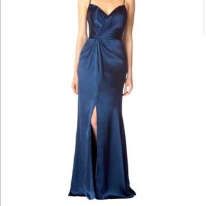 Navy Blue Maxi Silk Dress